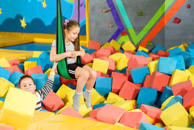 Children playing with toy toys