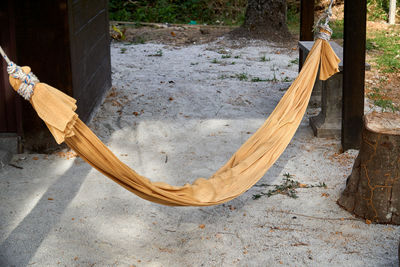 High angle view of yellow hammock