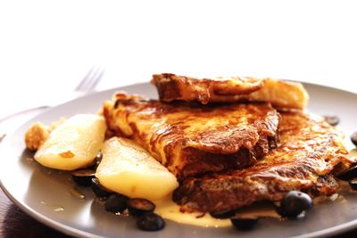 Close-up of breakfast served in plate