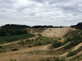 Scenic view of landscape against cloudy sky