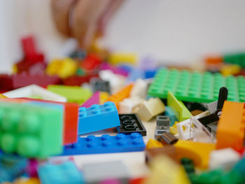 Close-up of toys on table