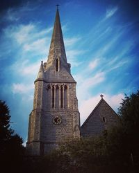 Low angle view of church against sky