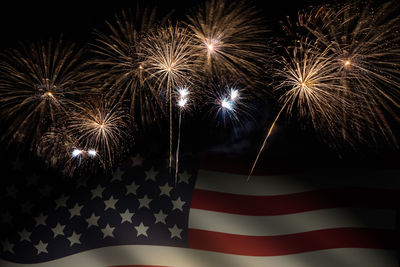 Firework display at night