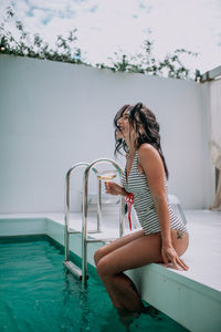 Woman in swimming pool