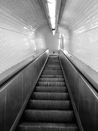 Low angle view of illuminated subway station