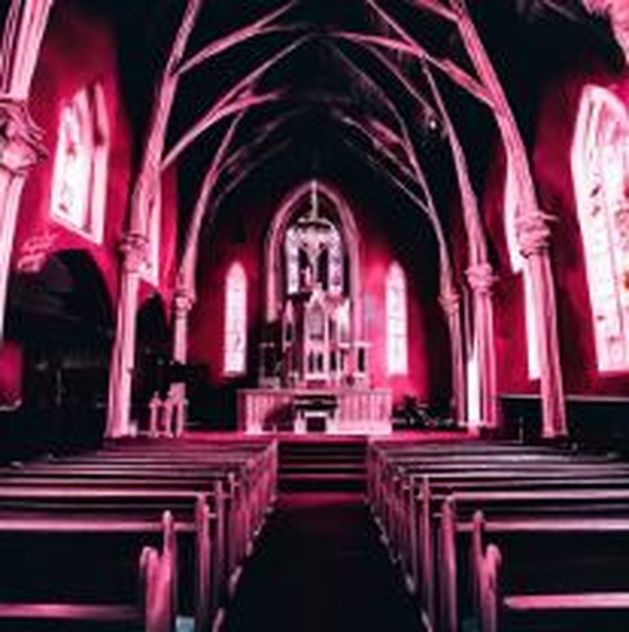 architecture, religion, place of worship, belief, spirituality, built structure, indoors, pew, building, catholicism, arch, no people, worship, altar