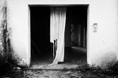 Closed door of abandoned building