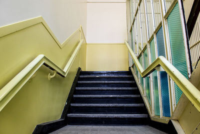 High angle view of spiral stairs at home