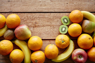 High angle view of oranges on table