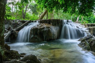 View of waterfall in forest