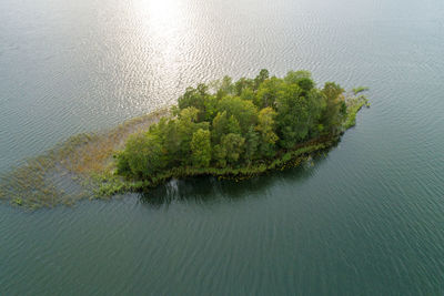 Aerial of an uninhabited island in the archipelago near västervik