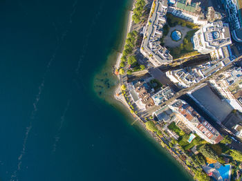 High angle view of buildings in city