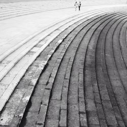 Friends walking on curve footpath