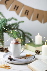 Close-up of coffee on table