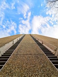 Low angle view of building against cloudy sky