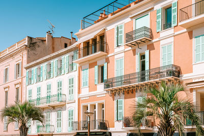 Vintage architecture of historic houses downtown city of cannes