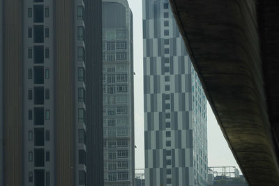 Low angle view of modern buildings in city