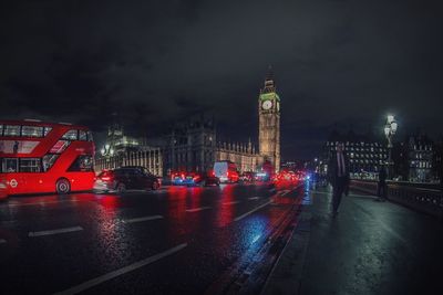 Illuminated city at night