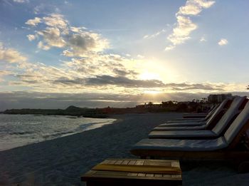 Scenic view of sea at sunset