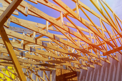 Low angle view of roof against clear sky