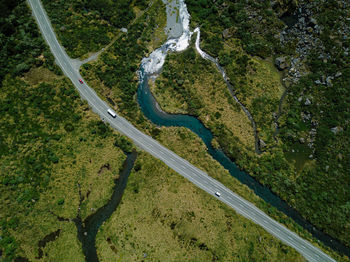 High angle view of road