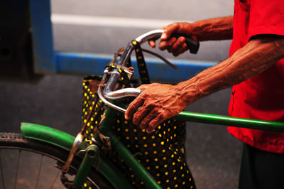 Man working on bicycle