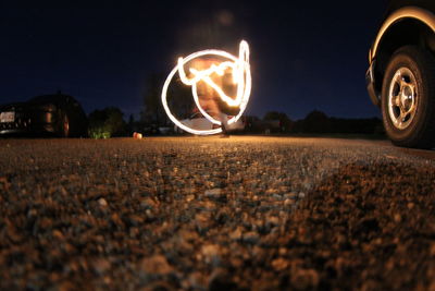 Blurred motion of car against sky at night