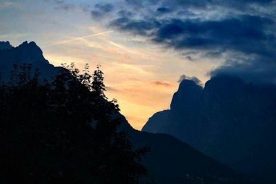 Scenic view of mountains against cloudy sky