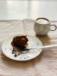 Close-up of dessert in plate on table