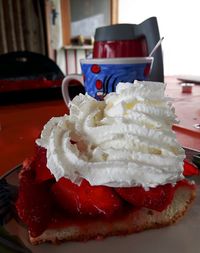 Close-up of dessert in plate on table