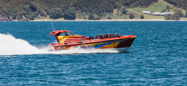 Boat sailing in sea