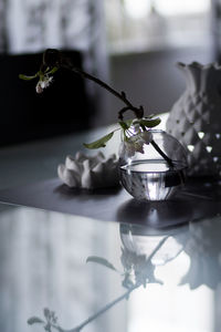 Close-up of flower vase on table