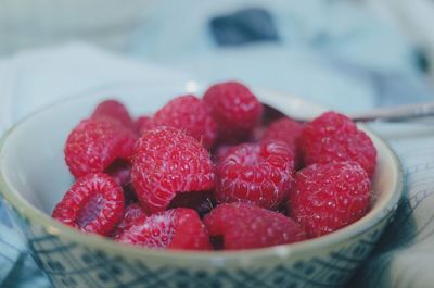 Close-up of strawberries in bowl