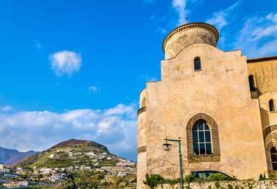 Low angle view of old building against sky