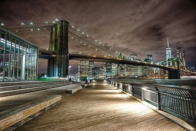 View of bridge at night