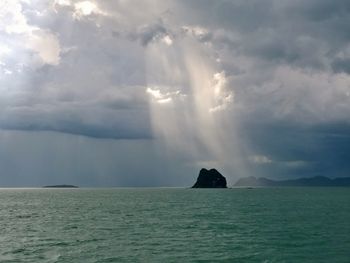 Scenic view of sea against cloudy sky