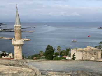 View of old fort against sky in cesme turkey 