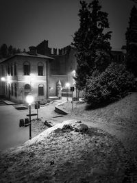 Illuminated building at night