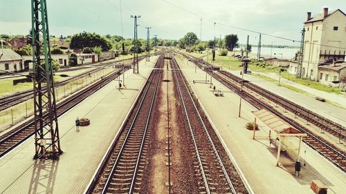 Railroad track passing through city