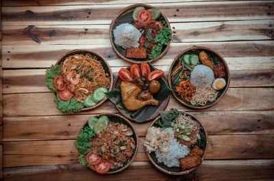 High angle view of food on table