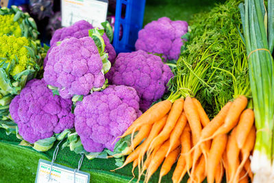 Close-up of fresh vegetables for sale in market