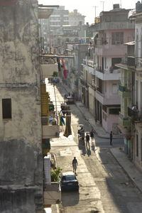 People walking in town square
