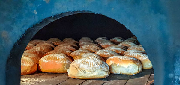 High angle view of bread on table