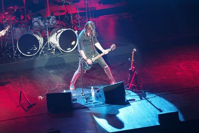 Full length of senior woman on stage