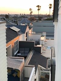 High angle view of buildings in city