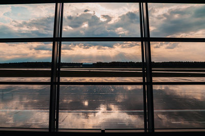 Reflection of sky on glass window