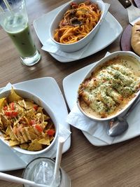 High angle view of food on table