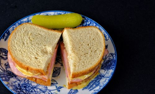 High angle view of breakfast on table