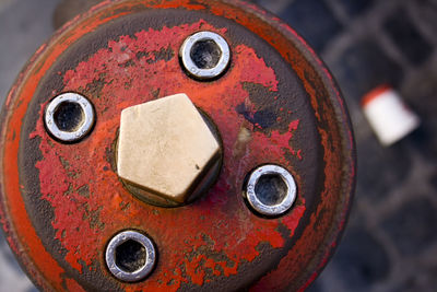 Close-up of rusty wheel