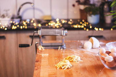 Close-up of candles on table in restaurant